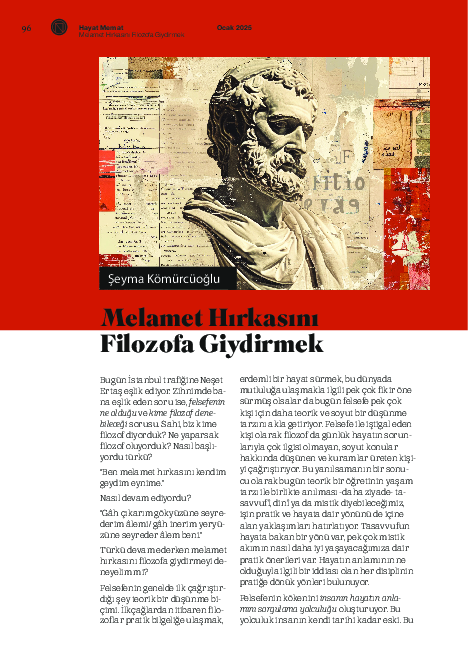 (PDF) Melamet Hırkasını Filozofa Giydirmek (Nihayet Dergi- Ocak 2025)