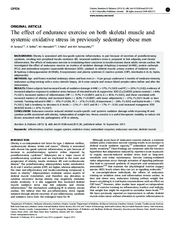 (PDF) The effect of endurance exercise on both skeletal muscle and ...