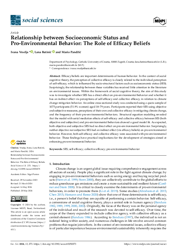 (PDF) Relationship between Socioeconomic Status and Pro-Environmental ...