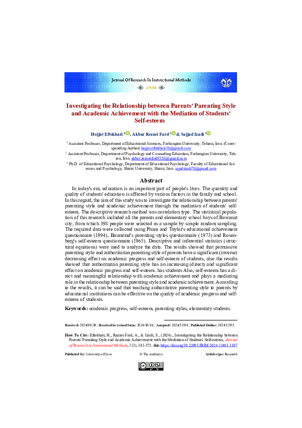 (PDF) Investigating the Relationship between Parents' Parenting Style ...