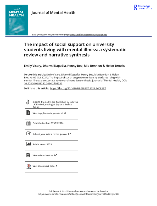 (PDF) The impact of social support on university students living with ...