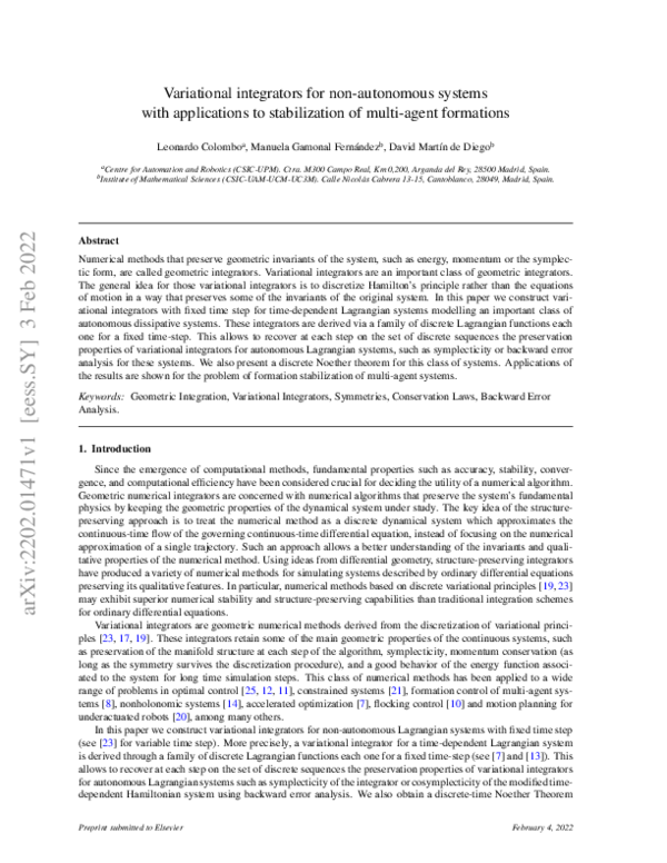 (PDF) Variational integrators for non-autonomous systems with ...