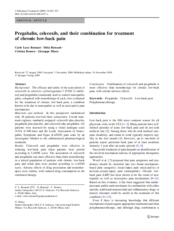 (PDF) Pregabalin, celecoxib, and their combination for treatment of ...