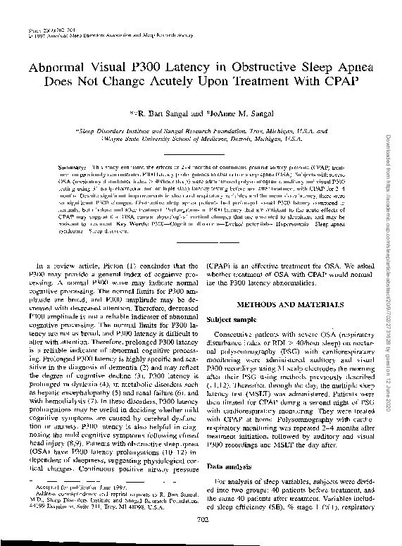 (PDF) Abnormal Visual P300 Latency in Obstructive Sleep Apnea Does Not ...