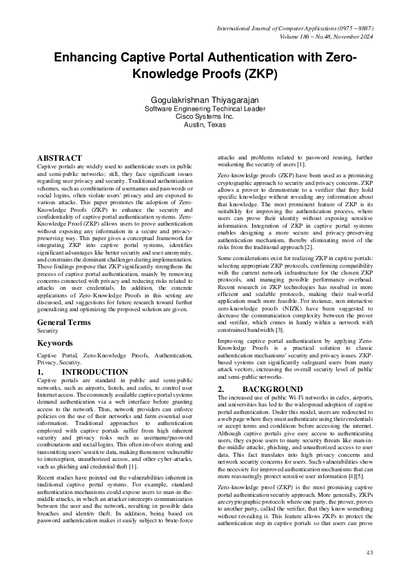 (PDF) Enhancing Captive Portal Authentication with ZeroKnowledge Proofs ...