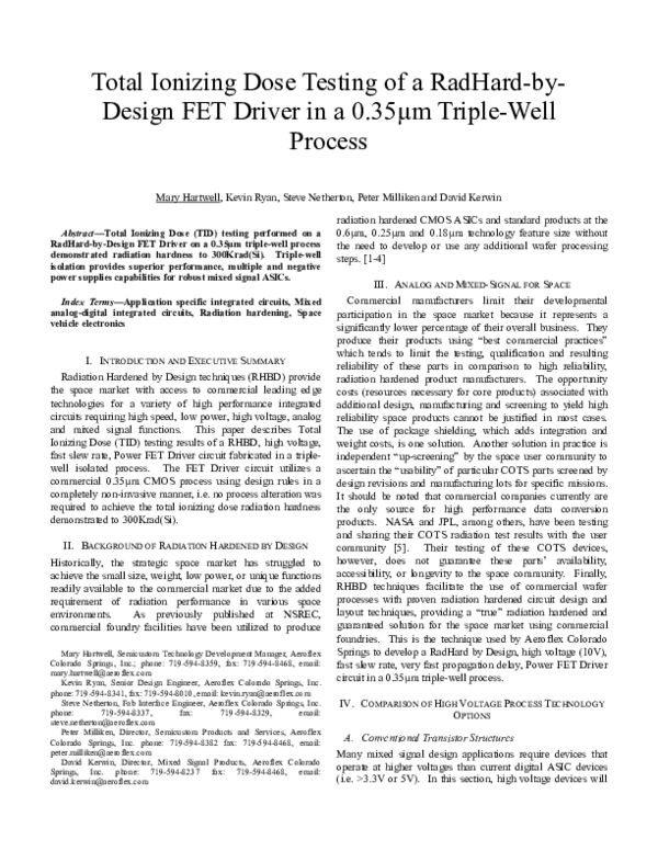 (PDF) Total Ionizing Dose Testing of a RadHard-by-Design FET Driver in ...