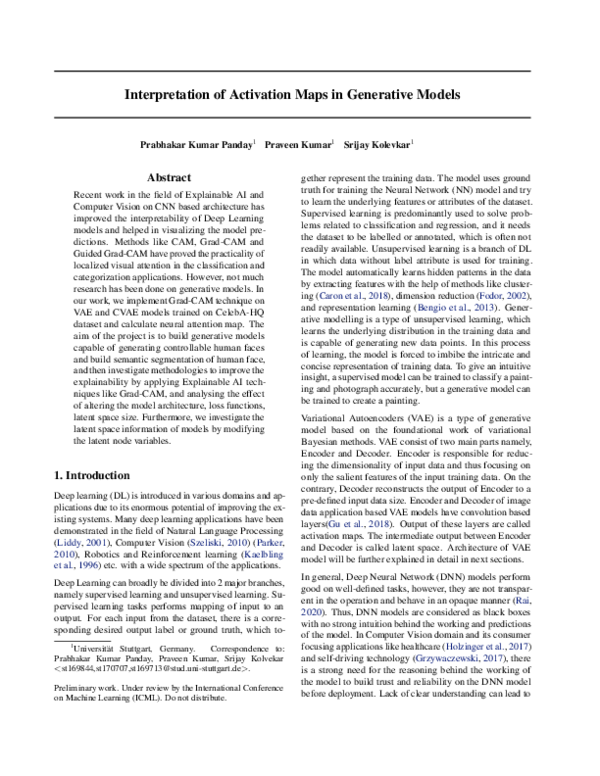 (PDF) Interpretation of Activation Maps in Generative Model