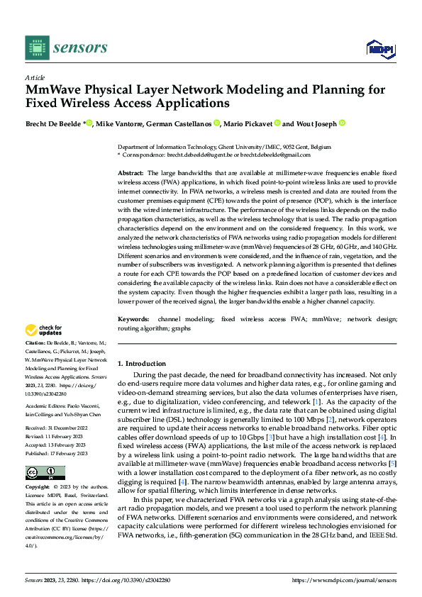 (PDF) MmWave Physical Layer Network Modeling and Planning for Fixed ...