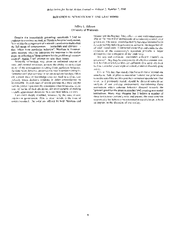 (PDF) Behavioral Scientocracy One Last Word