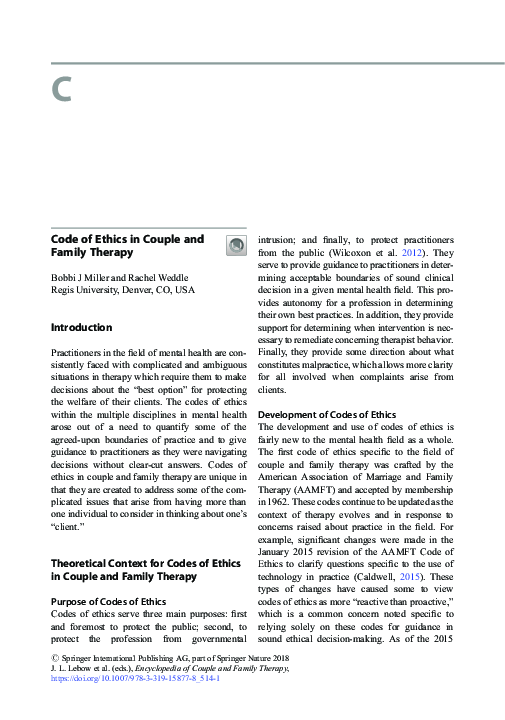 (PDF) Code of Ethics in Couple and Family Therapy