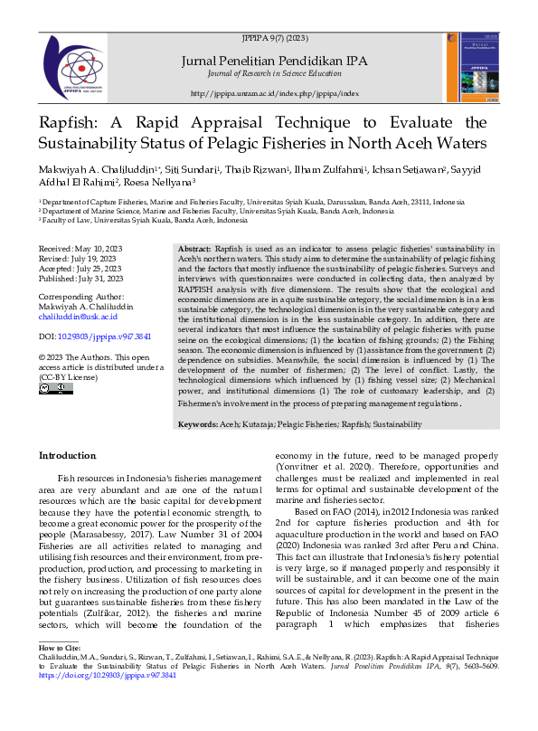 (PDF) Rapfish: A Rapid Appraisal Technique to Evaluate the ...