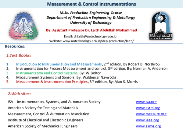(PDF) Measurement & Control Instrumentations