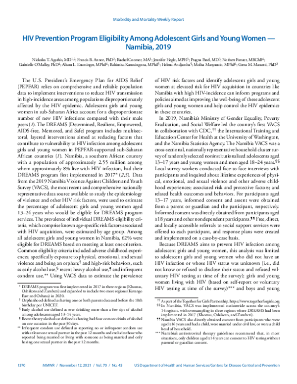 (PDF) HIV Prevention Program Eligibility Among Adolescent Girls and ...