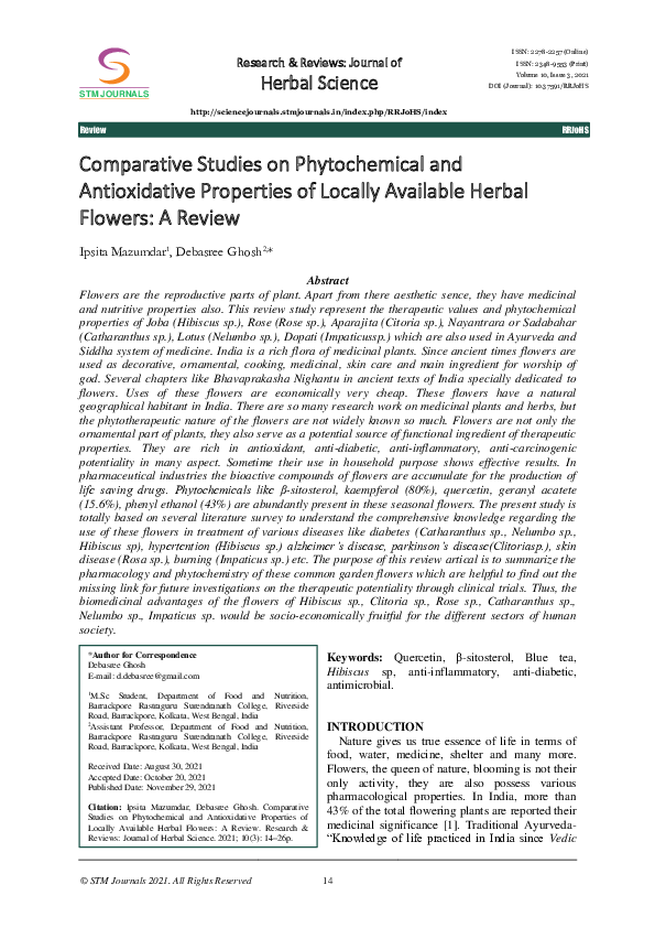 (PDF) Comparative Studies on Phytochemical and Antioxidative Properties ...