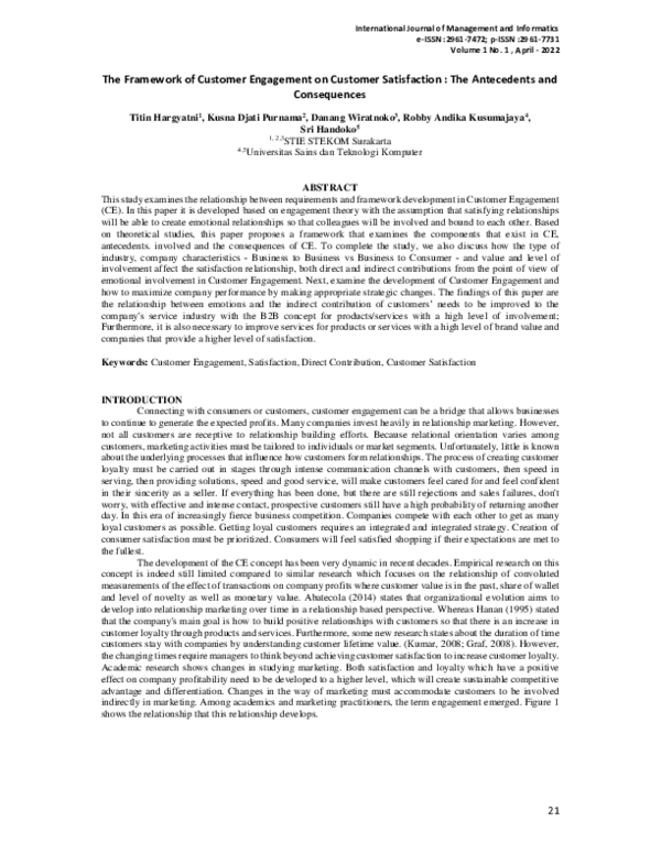 (PDF) The Framework of Customer Engagement on Customer Satisfaction ...