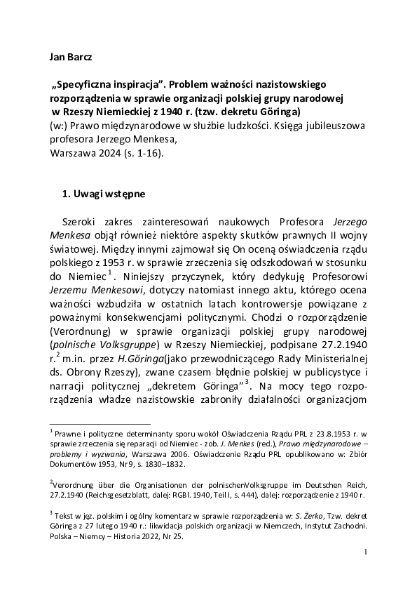 (PDF) J. Barcz Tzw. Dekret Göringa