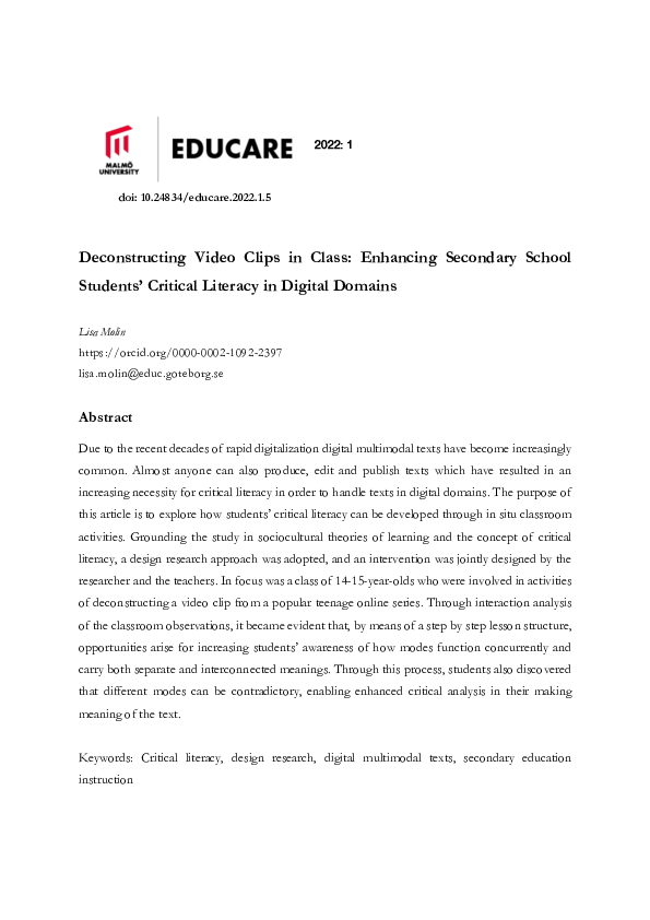(PDF) Deconstructing Video Clips in Class
