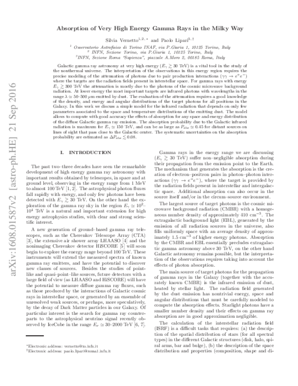 (PDF) Absorption of very high energy gamma rays in the Milky Way