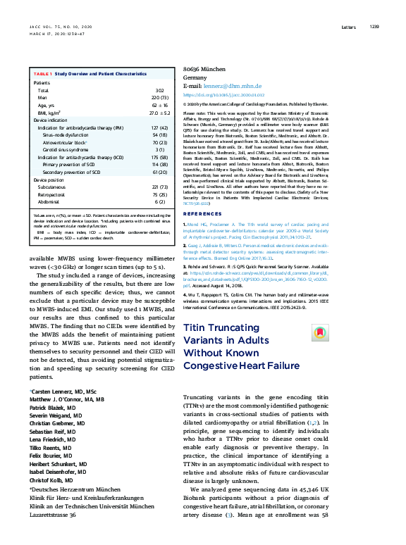 (PDF) Titin Truncating Variants in Adults Without Known Congestive ...