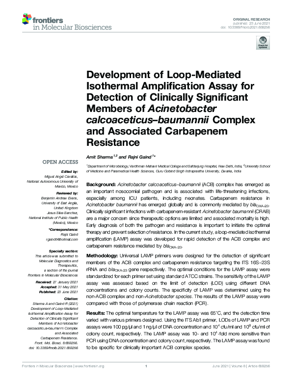 (PDF) Development of Loop-Mediated Isothermal Amplification Assay for ...