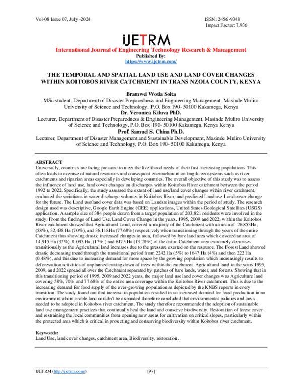 (PDF) THE TEMPORAL AND SPATIAL LAND USE AND LAND COVER CHANGES WITHIN ...
