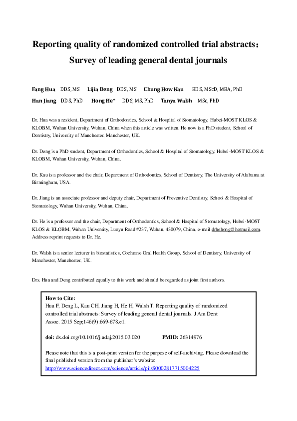 (PDF) Reporting quality of randomized controlled trial abstracts