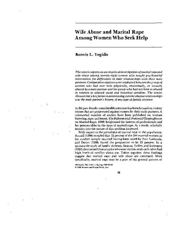 (PDF) Wife Abuse and Marital Rape Among Women Who Seek Help