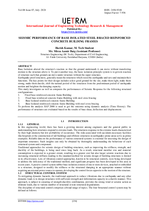 (PDF) SEISMIC PERFORMANCE OF BASE ISOLATED STEEL BRACED REINFORCED ...