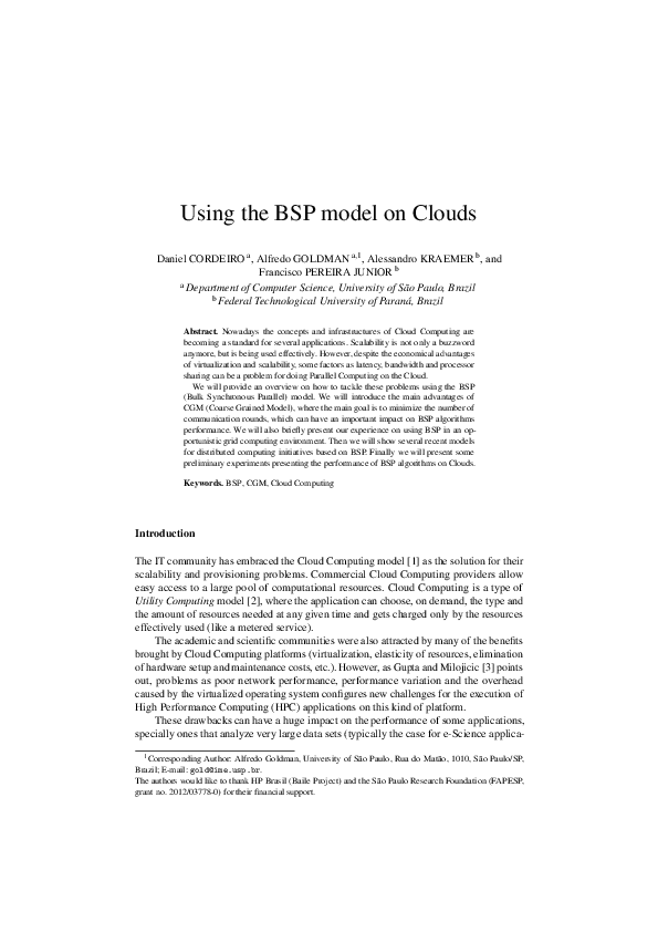(PDF) Using the BSP Model on Clouds