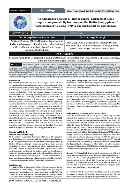 (PDF) A comparative analysis of tumor control and normal tissue ...