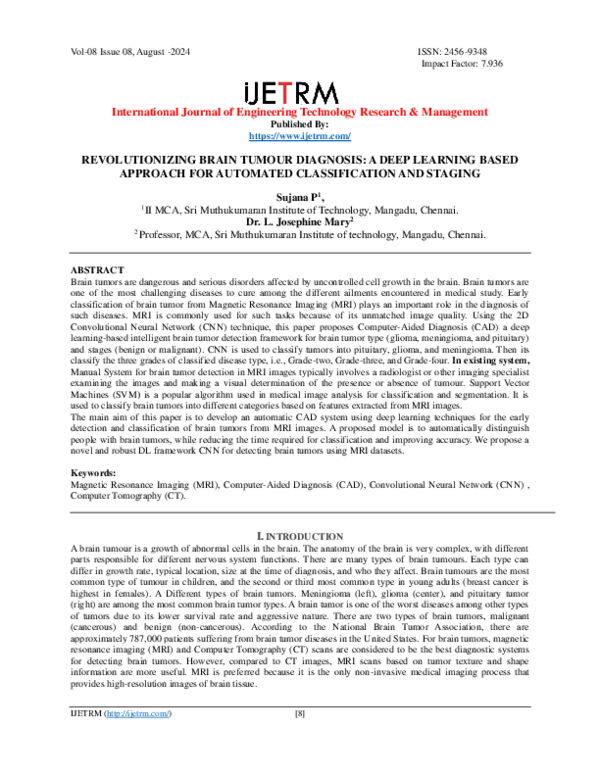 (PDF) REVOLUTIONIZING BRAIN TUMOUR DIAGNOSIS: A DEEP LEARNING BASED ...