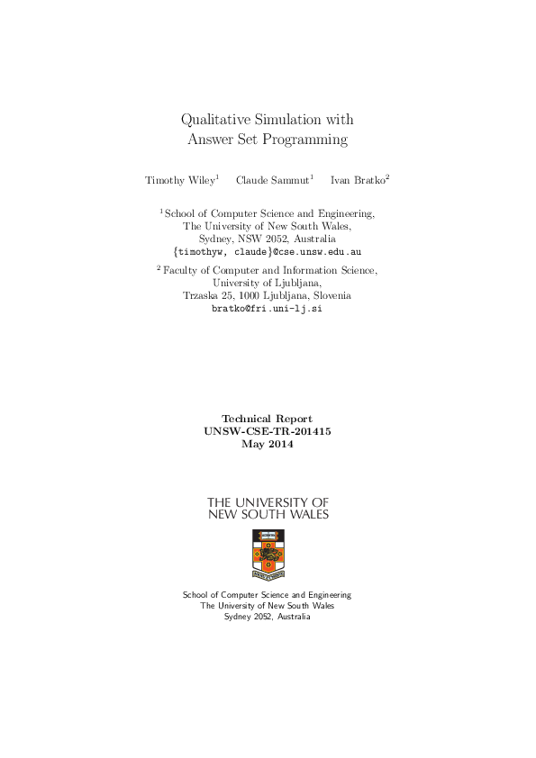 (PDF) Qualitative Simulation with Answer Set Programming