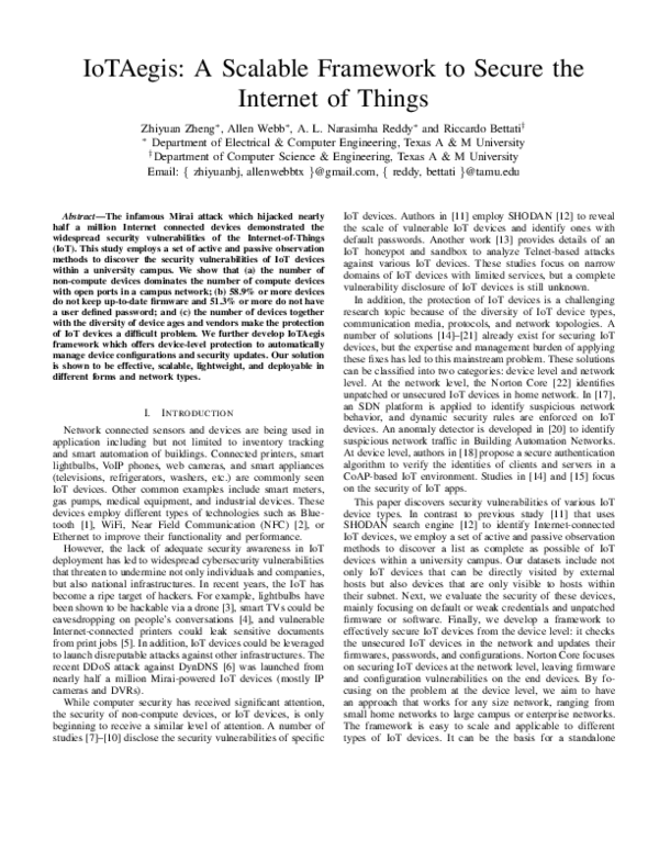 (PDF) IoTAegis: A Scalable Framework to Secure the Internet of Things