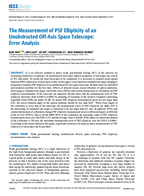 (PDF) The Measurement of PSF Ellipticity of an Unobstructed Off-Axis ...