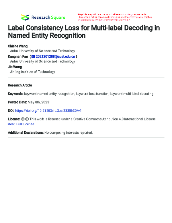 (PDF) Label Consistency Loss for Multi-label Decoding in Named Entity ...