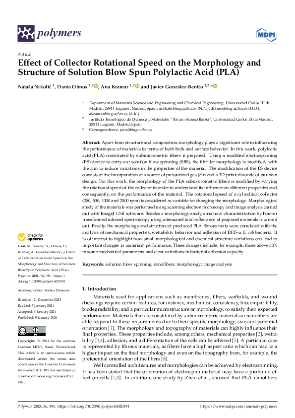 (PDF) Effect of Collector Rotational Speed on the Morphology and ...