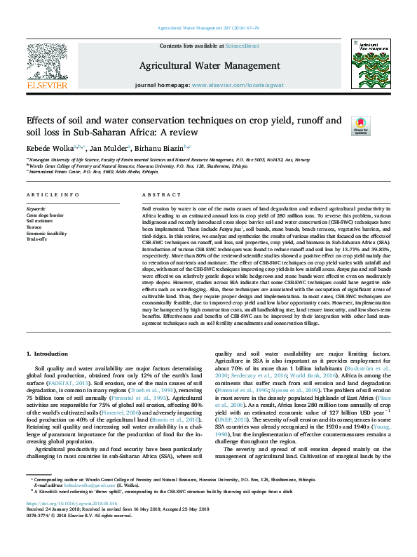 (PDF) Effects of Soil and Water Conservation Techniques on Physical and ...