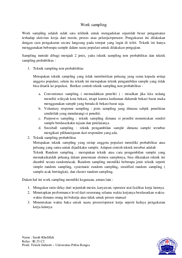 (PDF) Work sampling
