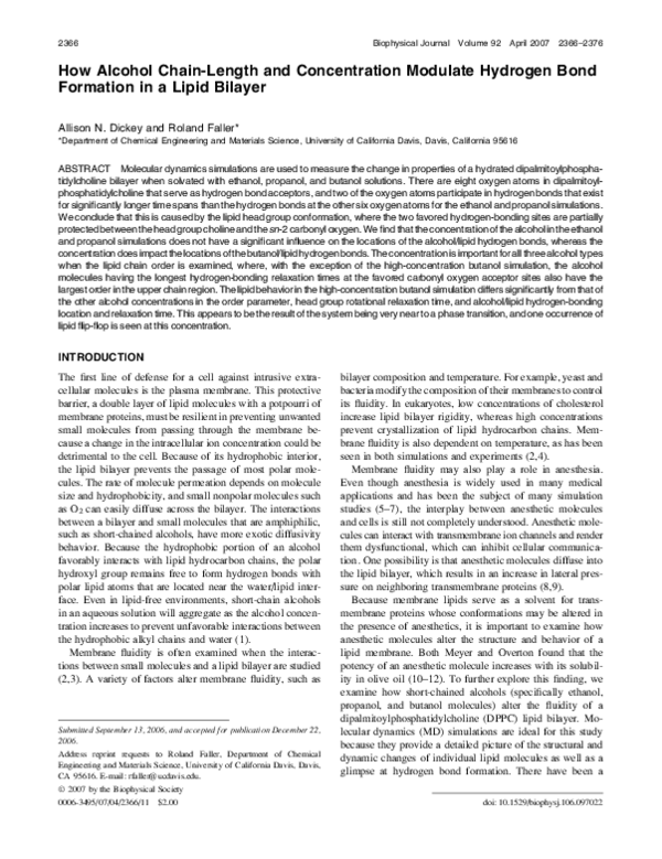 (PDF) How Alcohol Chain-Length and Concentration Modulate Hydrogen Bond ...