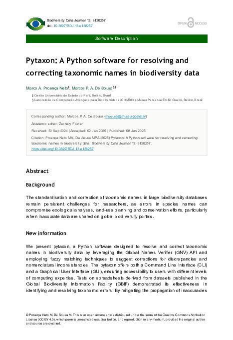 (PDF) Pytaxon: A Python software for resolving and correcting taxonomic ...