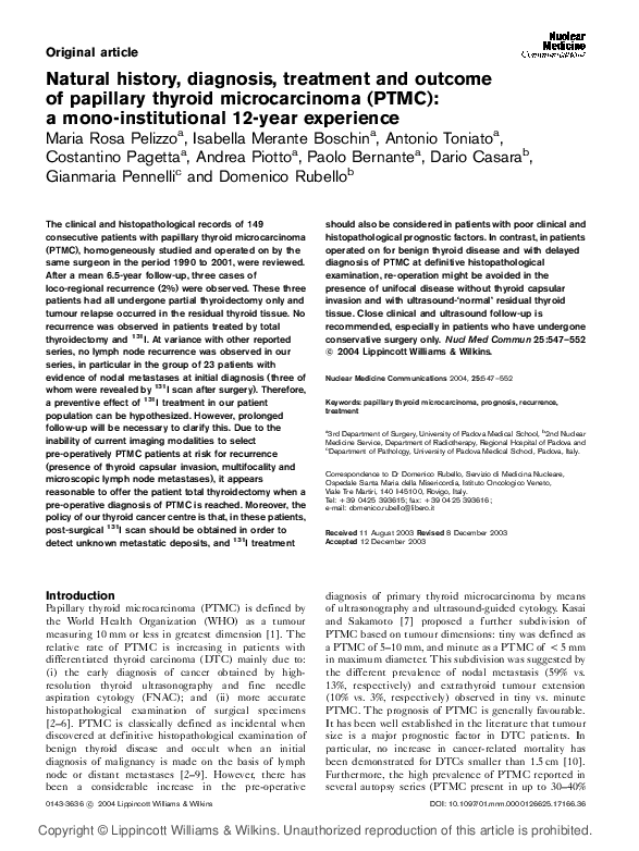 (PDF) Natural history, diagnosis, treatment and outcome of medullary ...