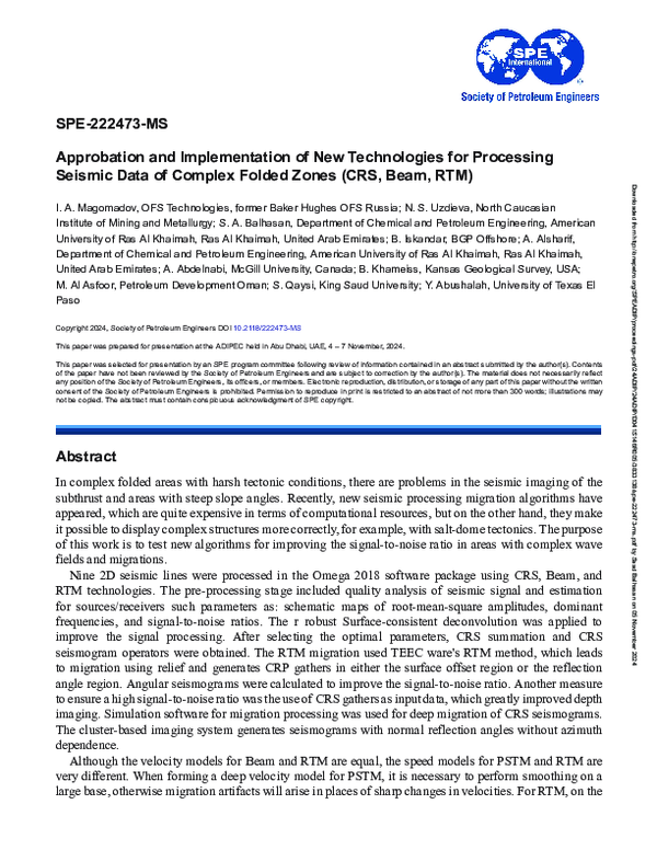 (PDF) Optimizing Seismic Data Processing in Complex Terrain