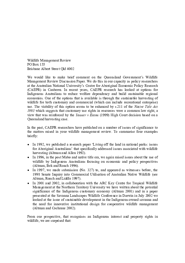 (PDF) Wildlife Management Review Discussion Paper