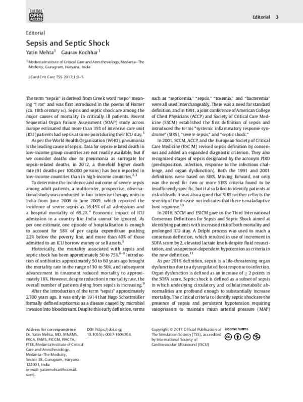 (PDF) Sepsis and Septic Shock