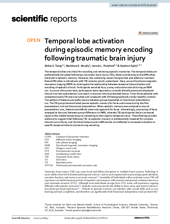 (PDF) Temporal lobe activation during episodic memory encoding ...