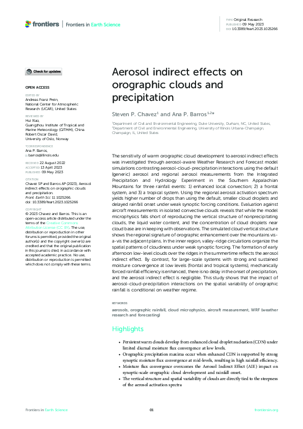 (PDF) Aerosol indirect effects on orographic clouds and precipitation
