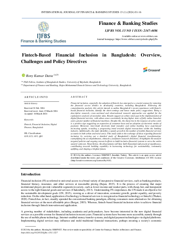 (PDF) Fintech-Based Financial Inclusion in Bangladesh
