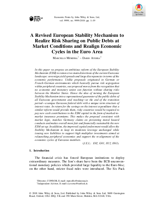 (PDF) A Revised European Stability Mechanism to Realize Risk Sharing on ...