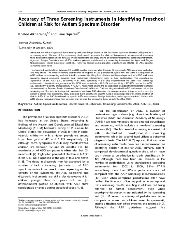 (PDF) Accuracy of Three Screening Instruments in Identifying Preschool ...