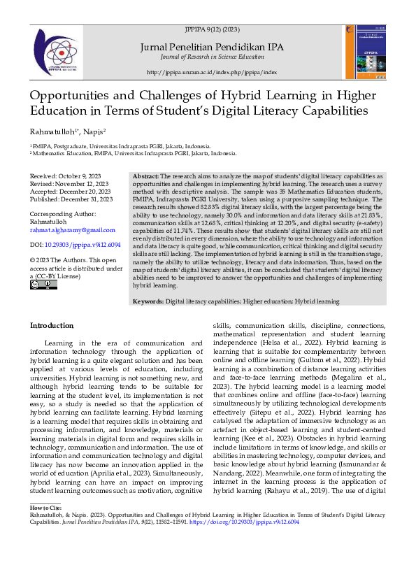 (PDF) Opportunities and Challenges of Hybrid Learning in Higher ...